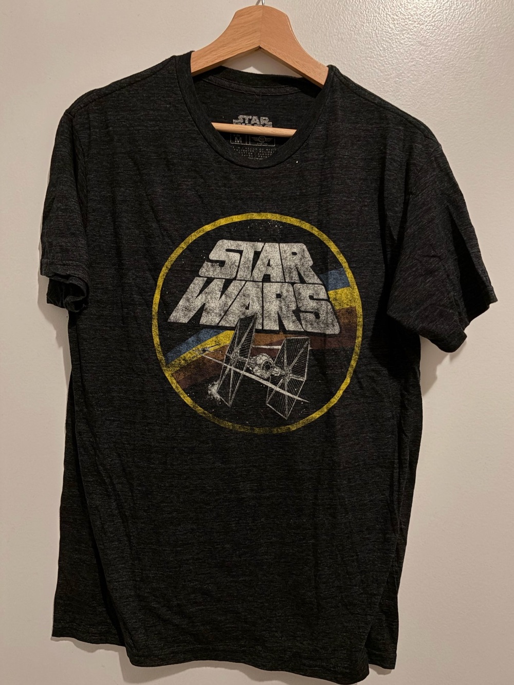 Star Wars Graphic Tee - Black with Tie Fighter Rainbow Logo - Men’s Medium